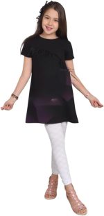 Girls Comfortable Legging - Soft Cotton Material - Fashion Design - School & Play (White, 2)