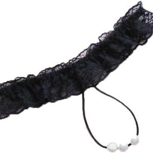 ⁦Fashion Woman Lace Pearl Massage T-back Thong Underwear, One Size⁩ - الصورة ⁦2⁩