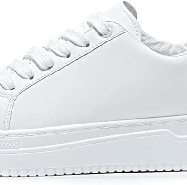 3038/1 -Minimalist Lace-Up White Flat Sneakers