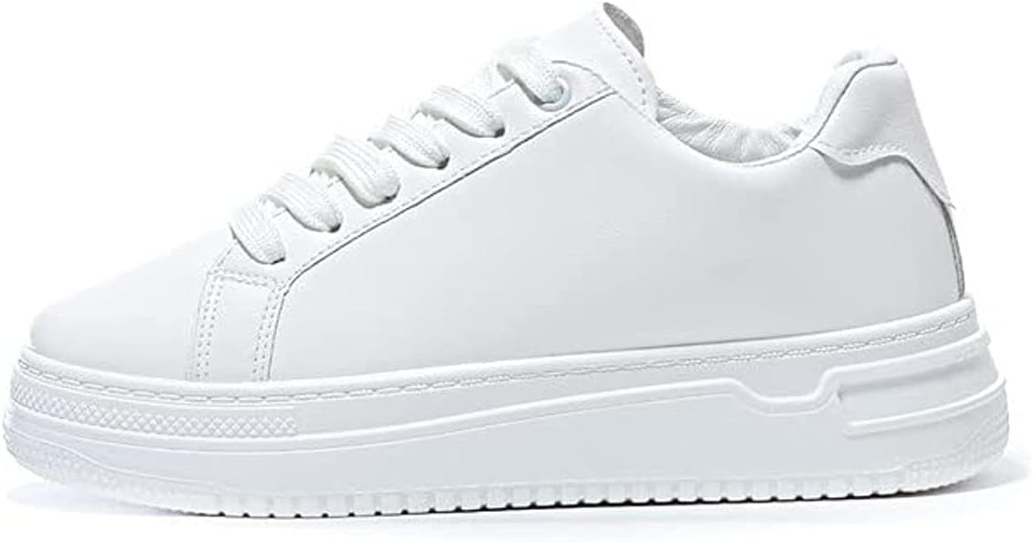 3038/1 -Minimalist Lace-Up White Flat Sneakers