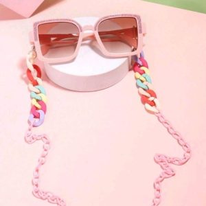 1PC Girls Frame Hollow Legs Fashion Pink Glasses And 1 PC Clasp Eyeglasses