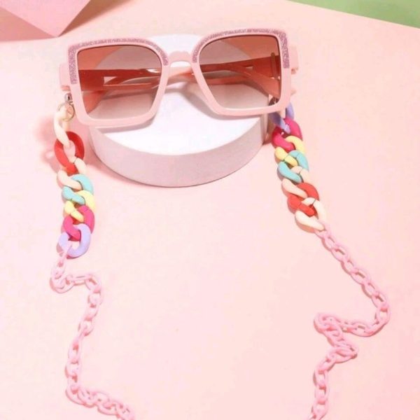 1PC Girls Frame Hollow Legs Fashion Pink Glasses And 1 PC Clasp Eyeglasses