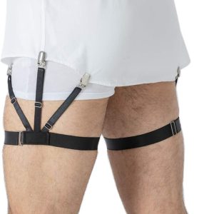 LazarsSpace Men's Shirt Stays for Tucking, Garter and Holder Securing Position - Black, 3, M