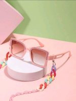 ⁦1PC Girls Frame Hollow Legs Fashion Pink Glasses And 1 PC Clasp Eyeglasses⁩ - الصورة ⁦2⁩
