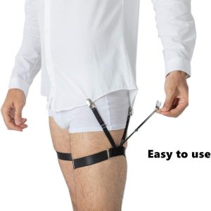 ⁦LazarsSpace Men's Shirt Stays for Tucking, Garter and Holder Securing Position - Black, 3, M⁩ - الصورة ⁦4⁩
