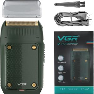 VGR V-353 Professional Ultra Thin Electric Shaver - Rechargeable Razor for Face Care, Beard Trimmer With Reciprocating Blade, USB Travel Shaver for Men - Green