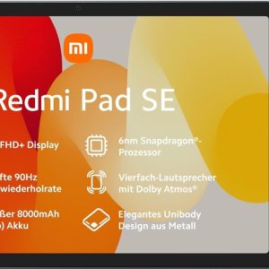 ⁦Xiaomi Redmi Pad SE WiFi 11" FHD+ 90HZ refresh rate, Snapdragon 680 CPU, 8GB Ram+256GB ROM, Quad Speakers with Dolby Atmos, 8000mAh Bluetooth 5.3 8MP + Graphite Gray | 1 year local warranty⁩ - الصورة ⁦4⁩