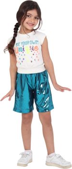 ⁦Girls Set T-Shirt with Shorts Metallic Fashion Outerwear Girls Casual Summer Fashion Light Bright Colors Bold Comfortable Materials Code 2006⁩ - الصورة ⁦7⁩