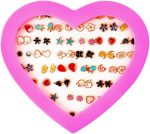 ⁦36 Pairs Girls Hypoallergenic Stud Earrings Set With Box - Multiple Styles and Sizes PVC Ear Studs - Gift for Women and Girls⁩ - الصورة ⁦2⁩