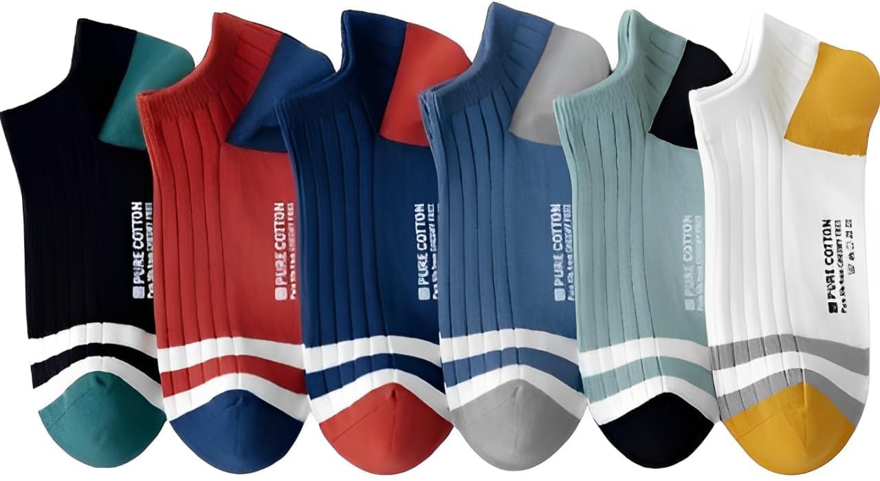 Pack Of 6 Full Pairs Of Ankle Socks For Men Fashion Design, Comfortable For Feet, Size (41-46)