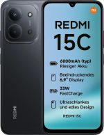 Xiaomi Redmi 15C Smartphone from 8 + 256 GB, Black Midnight, Screen of 6.9 Inch 120 Hz, MediaTek Helio G81-Ultr, Camera from 50MP, Charger Included | 18 Month Local warranty
