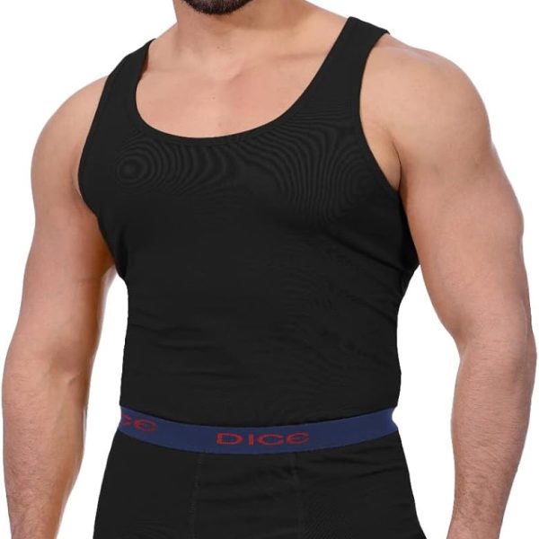 Dice Mens Round-Neck Sleeveless Contrast Elastic Waist Boxer Briefs Underwear Set (pack of 3)