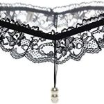 Fashion Woman Lace Pearl Massage T-back Thong Underwear, One Size