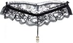 Fashion Woman Lace Pearl Massage T-back Thong Underwear, One Size