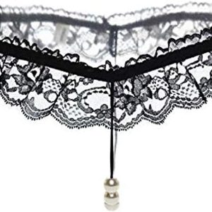 Fashion Woman Lace Pearl Massage T-back Thong Underwear, One Size