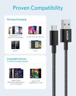⁦Anker USB-C to USB A 2.0 cable (6ft/1.8m), High Durability Long life Strong Fast Type C Braided Charging Cable Compatible with All Android Devices Samsung S24, S23 And iPhone 16 And more⁩ - الصورة ⁦6⁩