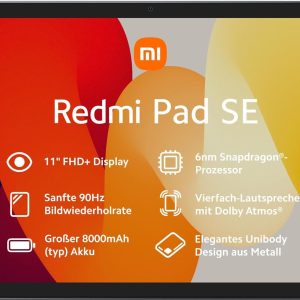 ⁦Xiaomi Redmi Pad SE WiFi 11" FHD+ 90HZ refresh rate, Snapdragon 680 CPU, 8GB Ram+256GB ROM, Quad Speakers with Dolby Atmos, 8000mAh Bluetooth 5.3 8MP + Graphite Gray | 1 year local warranty⁩ - الصورة ⁦2⁩
