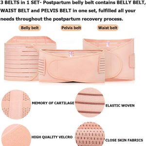 ⁦Gepoetry 3 in 1 Postpartum Support - Recovery Belly Wrap Girdle Support Band Belt Body Shaper, Beige⁩ - الصورة ⁦4⁩