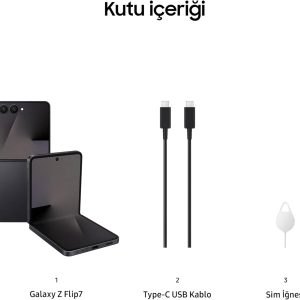 ⁦Samsung Galaxy Z Flip7, AI Phone, Night Black, 256GB storage, 12GB Memory, 50MP Camera for Selfie, 3nm Processor, 4300mAh Battery (Samsung Turkey Guaranteed)⁩ - الصورة ⁦8⁩