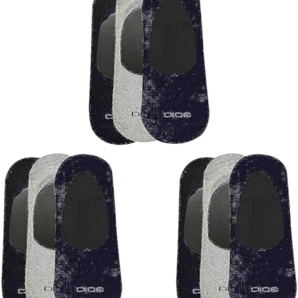 DICE Mens Set of 3 invisible Socks, Black-Grey-Navy, 40-46
