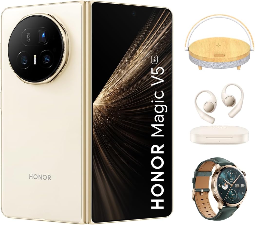HONOR Magic V5 16GB RAM, 512GB Storage, 5G Ivory White, Android 15, MagicOS 9.0.1Snapdragon 8 Elite with Earbuds Open, Honor Watch 4 Pro, Speaker|1 Year Manfucaturer Waranty