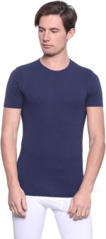 Dice Mens Round Neck Short Sleeve Solid Undershirt