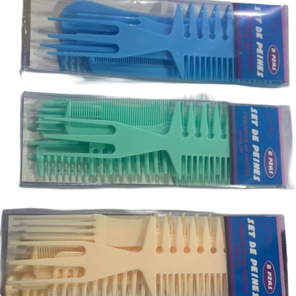 Combs Set - Assorted Colors, 8 Pieces