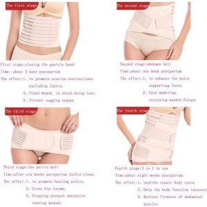 ⁦Gepoetry 3 in 1 Postpartum Support - Recovery Belly Wrap Girdle Support Band Belt Body Shaper, Beige⁩ - الصورة ⁦6⁩
