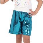 Girls Set T-Shirt with Shorts Metallic Fashion Outerwear Girls Casual Summer Fashion Light Bright Colors Bold Comfortable Materials Code 2006