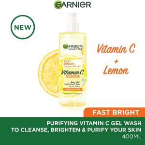 ⁦Garnier Fast Bright Vitamin C Purifying Gel Wash – 400ml Skin Care⁩ - الصورة ⁦2⁩