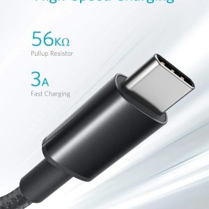 ⁦Anker USB-C to USB A 2.0 cable (6ft/1.8m), High Durability Long life Strong Fast Type C Braided Charging Cable Compatible with All Android Devices Samsung S24, S23 And iPhone 16 And more⁩ - الصورة ⁦2⁩