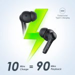 ⁦Oraimo FreePods 3C (OEB-E104DC), ENC Calling Noise Cancellation, powerful bass 4 mics, Long Playtime True Wireless Earbuds IPX5-Water Resistant, Via App – Black (1 Year Warranty)⁩ - الصورة ⁦3⁩