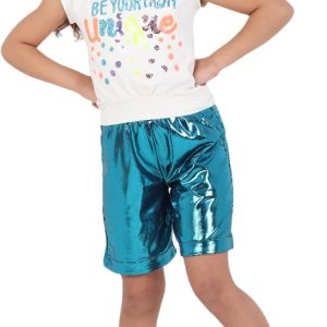 ⁦Girls Set T-Shirt with Shorts Metallic Fashion Outerwear Girls Casual Summer Fashion Light Bright Colors Bold Comfortable Materials Code 2006⁩ - الصورة ⁦6⁩