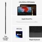 ⁦Apple iPad Pro 11-inch (M4): Ultra Retina XDR display, 256GB, Landscape 12MP Front Camera/12MP Back Camera, LiDAR scanner, Wi-Fi 6E + 5G Cellular with eSIM, All-Day Battery Life - Space Black⁩ - الصورة ⁦5⁩