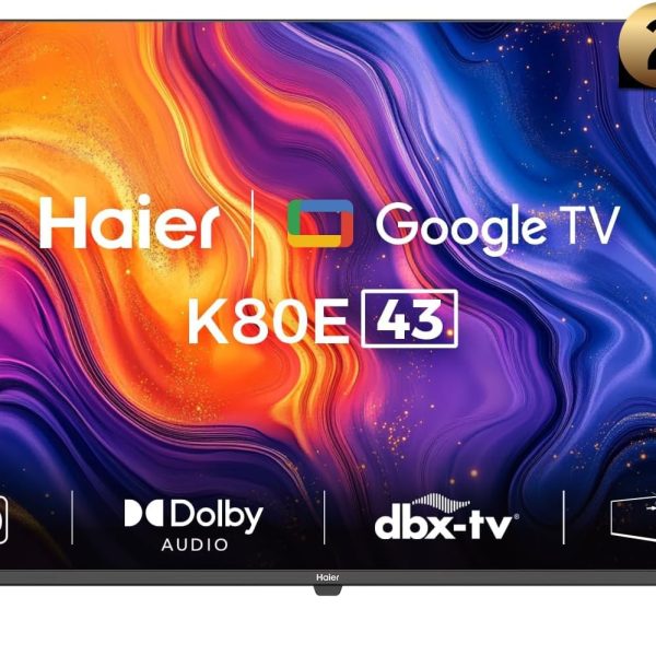 Haier H43K80EF- 43 Inch FHD Smart Google TV - Dolby Audio - Stereo Speaker - Voice Control - HDR10 - Chromecast- HDMI 2.1 - Bezel-Less Design