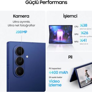 ⁦Samsung Galaxy Z Fold7, Artificial Intelligence Phone, Blue Shade, 256GB Storage, 12GB Memory, 200MP Camera, 3nm Processor, 4400mAh Battery (Samsung Turkey Guaranteed)⁩ - الصورة ⁦5⁩