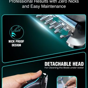 ⁦VGR Professional Cordless Rechargeable Beard Trimmer with Guide Brush for Men, Black, V-055⁩ - الصورة ⁦4⁩