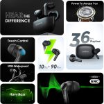 ⁦Oraimo FreePods 3C (OEB-E104DC), ENC Calling Noise Cancellation, powerful bass 4 mics, Long Playtime True Wireless Earbuds IPX5-Water Resistant, Via App – Black (1 Year Warranty)⁩ - الصورة ⁦4⁩