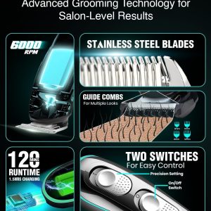 ⁦VGR Professional Cordless Rechargeable Beard Trimmer with Guide Brush for Men, Black, V-055⁩ - الصورة ⁦2⁩