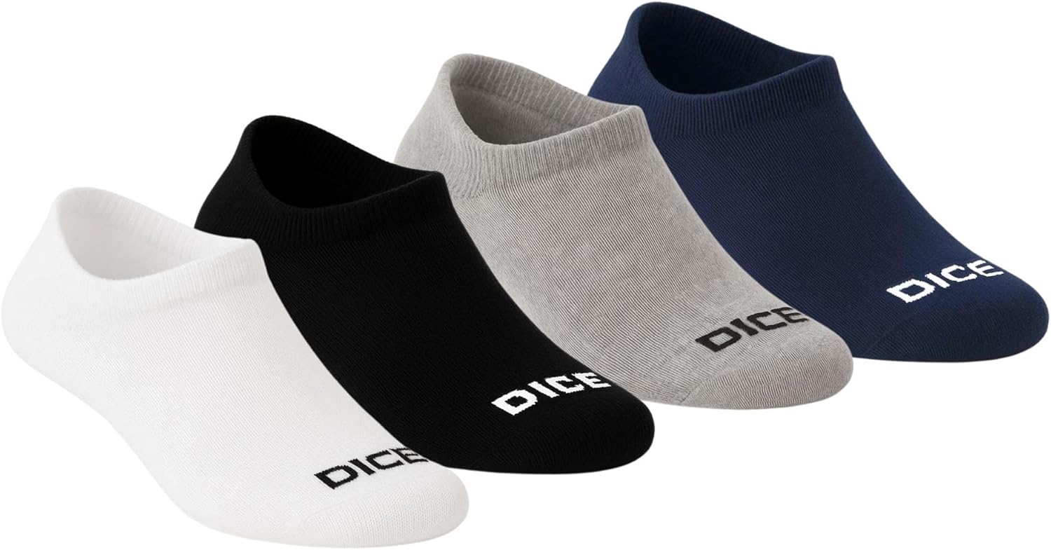 Dice Pack of 4 Cotton Mini Socket Socks for Men