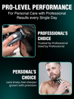 ⁦VGR Professional Cordless Rechargeable Beard Trimmer with Guide Brush for Men, Black, V-055⁩ - الصورة ⁦5⁩