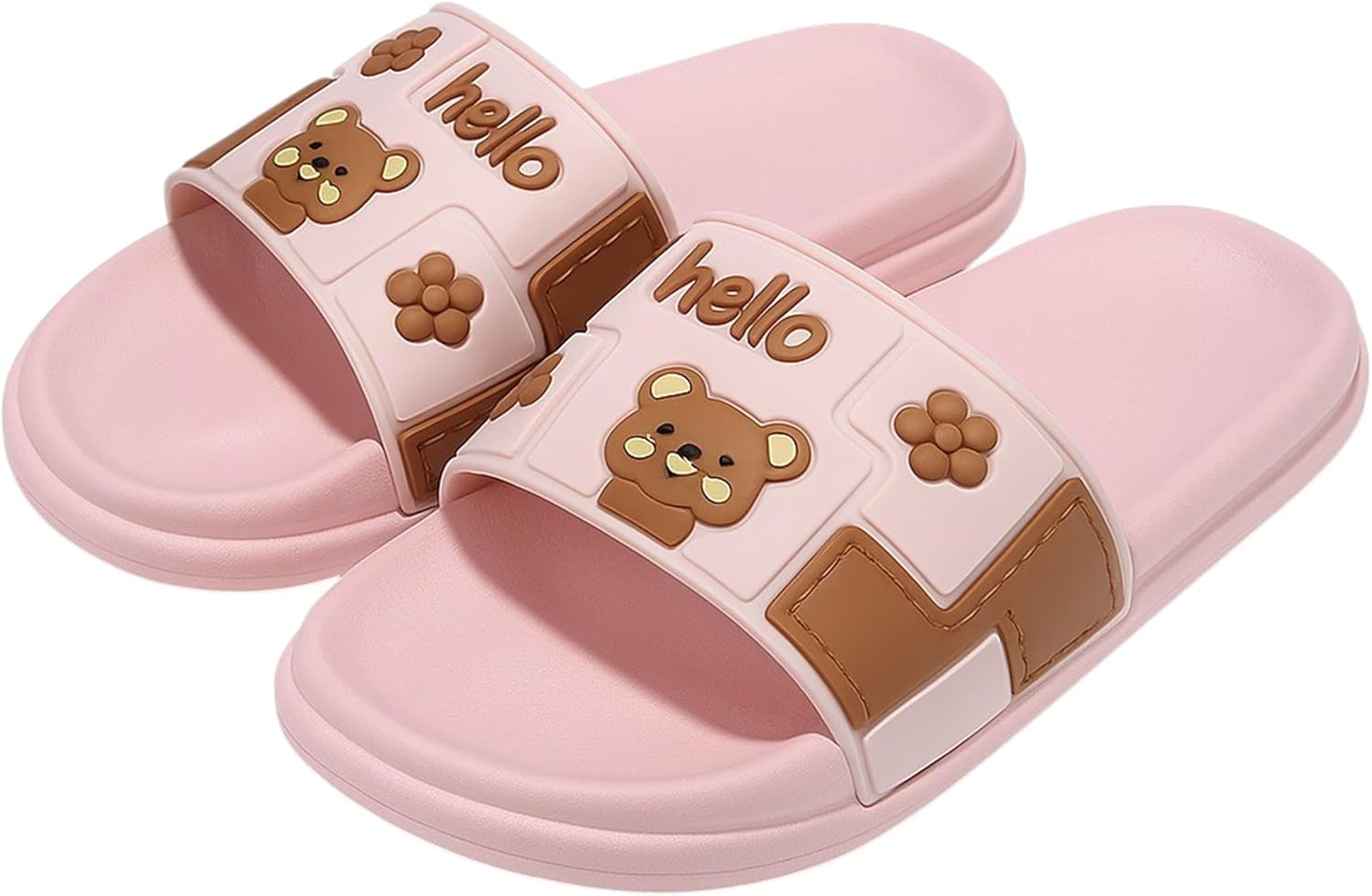 Romba Women's Slippers Summer Comfortable – Casual Home & Street – Cute Cartoon Bear Design, Light and Flexible