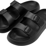 Romba Women's Summer Slippers Lightweight EVA Slippers with Two Straps and Buckles – Comfortable Water Resistant for Home Beach Pool