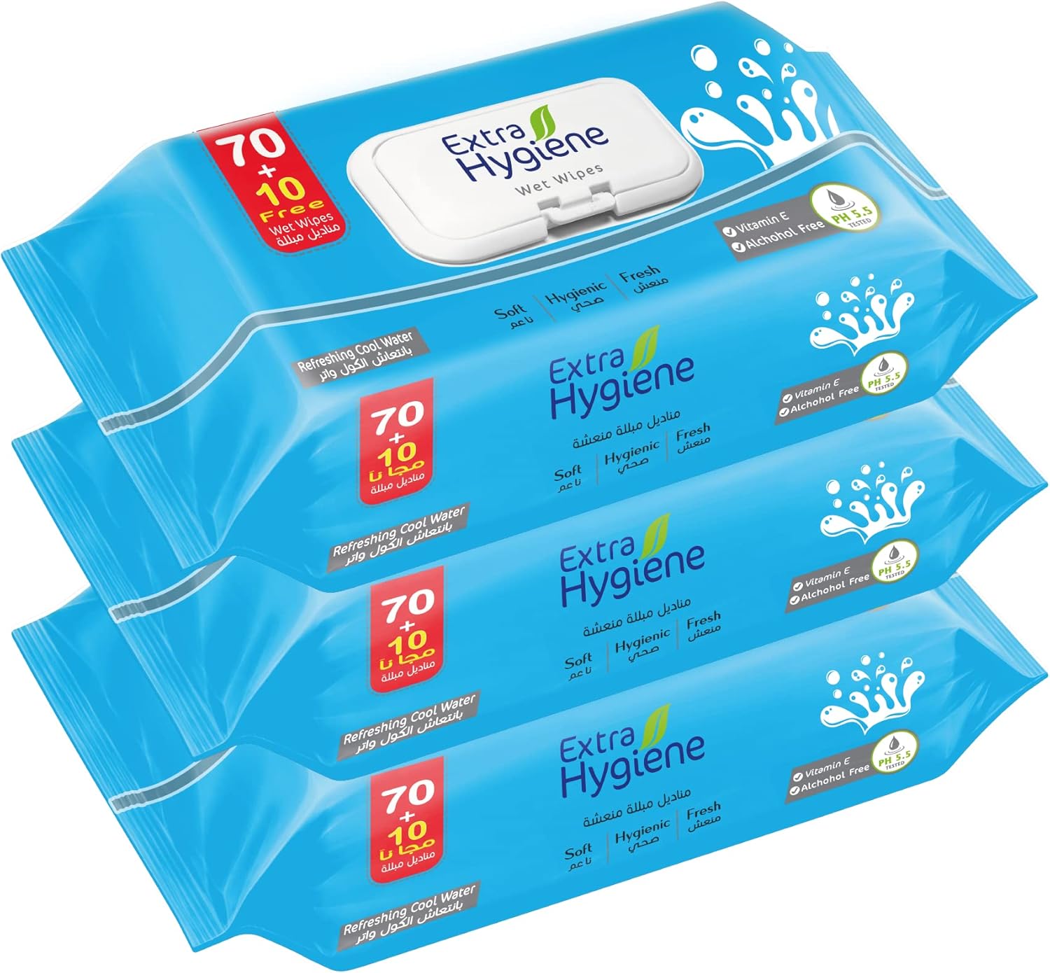 Hygiene cool water wet wipes, 3 pieces - 80 wipes
