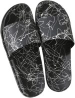 شبشب رجالي طبي سير - جلد مرن مريح طبي - شبشب مريح مناسب للجنسين - شبشب طبي اسود مع خطوط أبيض من كبيبوت Mens Thong Slippers Medical Leather Comfortable Elastic Black with White Stripes