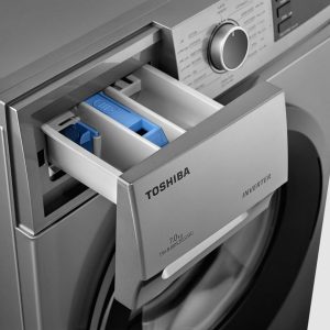 ⁦TOSHIBA Washing machine TW-BJ80S2EG(SK) Front Loading, THEGREATWAVES, REAL INVERTER, WATER SHIELD FILTER, DRUM CLEAN, QUICK WASH, Full Automatic, 7KG, Silver⁩ - الصورة ⁦4⁩