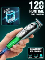 ⁦VGR Professional Cordless Rechargeable Beard Trimmer with Guide Brush for Men, Black, V-055⁩ - الصورة ⁦3⁩