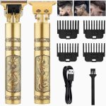 T99 Cordless Hair Trimmer for Men, Professional Golden Dragon Shape Electric Shaver USB Rechargeable Beard Hair Mustache Trimmer with 4 Guide Combs
