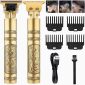 T99 Cordless Hair Trimmer for Men, Professional Golden Dragon Shape Electric Shaver USB Rechargeable Beard Hair Mustache Trimmer with 4 Guide Combs