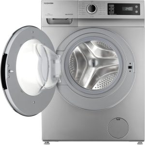 ⁦TOSHIBA Washing machine TW-BJ80S2EG(SK) Front Loading, THEGREATWAVES, REAL INVERTER, WATER SHIELD FILTER, DRUM CLEAN, QUICK WASH, Full Automatic, 7KG, Silver⁩ - الصورة ⁦2⁩